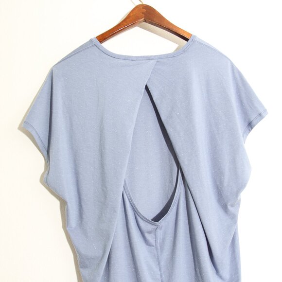 Lululemon Get Set Short Sleeve Tempest Blue White Speckled Open Back Keyhole - Picture 5 of 8